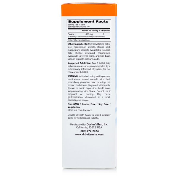 SAM-e, 400mg Double-Strength - 60 tablets 