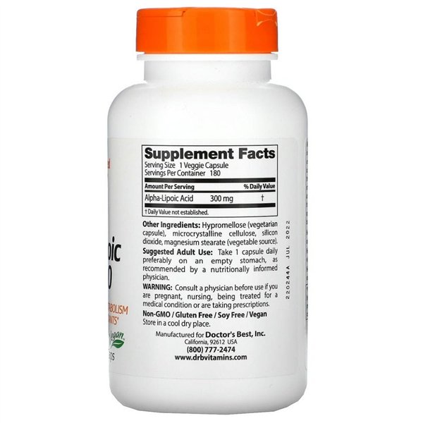 Alfa-lipoinė rūgštis, 300 mg - 180 v kapsulių