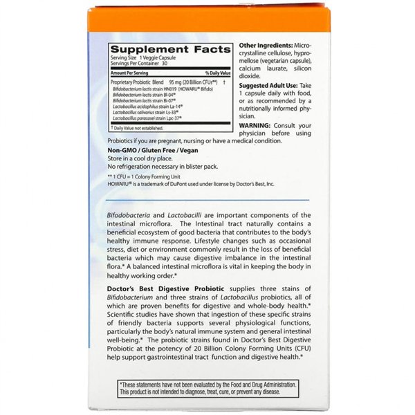 Digestive Probiotic, 20 Billion CFU - 30 vcaps