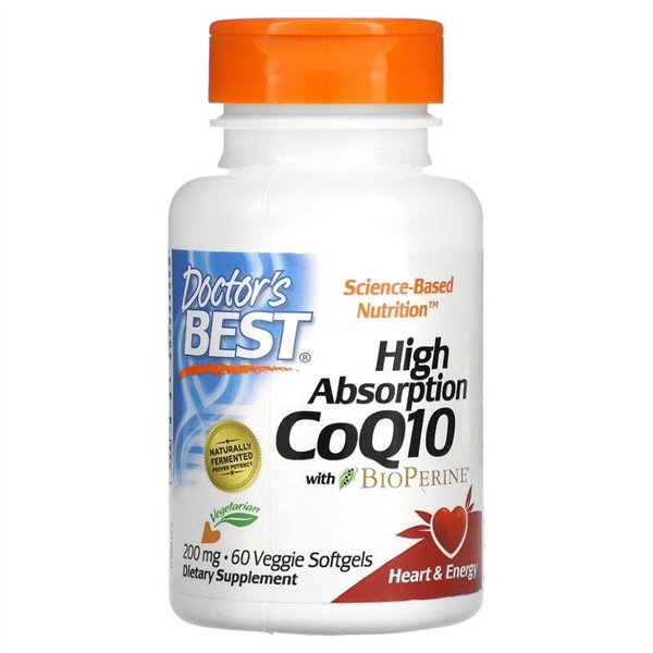 High Absorption CoQ10 with BioPerine, 200mg - 60 veggie softgels