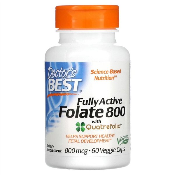Visiškai aktyvus folatas 800 su Quatrefolic, 800mcg - 60 v kapsulių