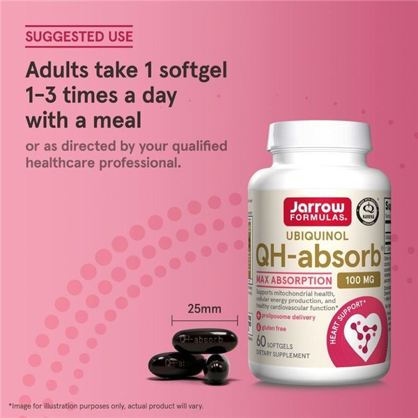Ubiquinol QH-absorb, 100 mg - 60 mīkstās kapsulas