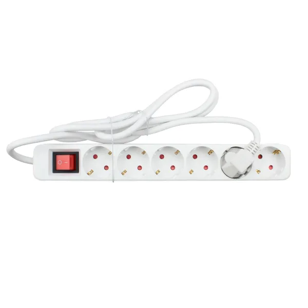 6-socket plugboard without power switch TM Electron TMUAD506S White 3680 W (1,5 m)