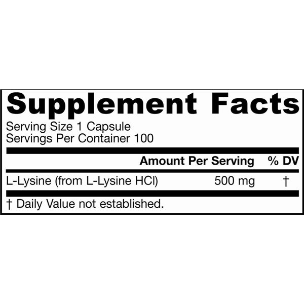L-lysiini, 500 mg - 100 kaps.