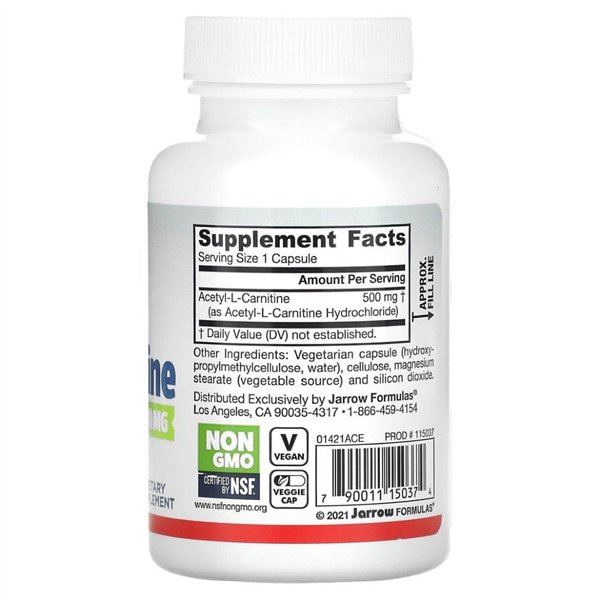 Acetil-L-karnitinas, 500 mg - 60 v kapsulių