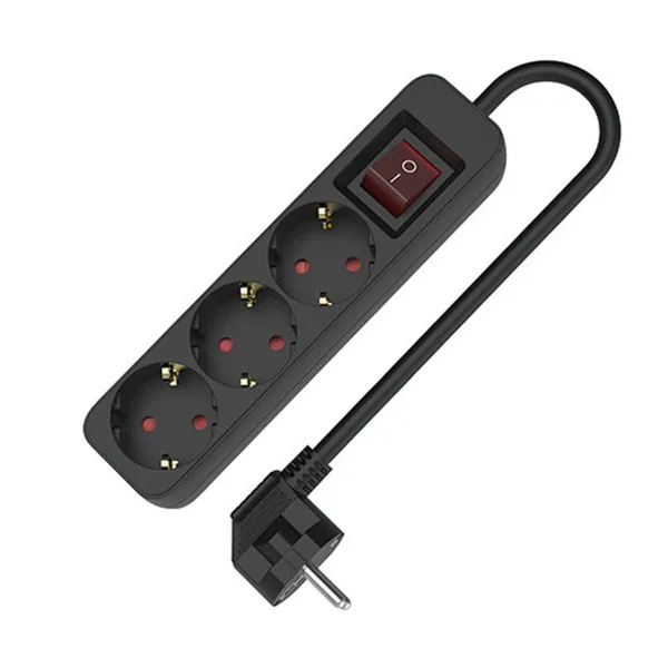 3 kištukų lizdas be maitinimo jungiklio TM Electron TMUAD503SBK Juoda 3680 W 250 V (1,5 m)