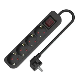 4-kontaktligzdu korpuss ar strāvas slēdzi TM Electron TMUAD504SBK Melns 3680 W (1,5 m)