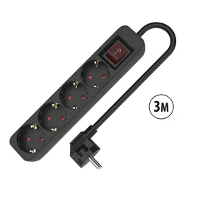 4 kištukų lizdas su maitinimo jungikliu TM Electron TMUAD534SBK Juoda 3680 W (3 m)