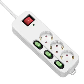 3 kištukų lizdas be maitinimo jungiklio TM Electron TMUAD553 Balta 3680 W (1,5 m)