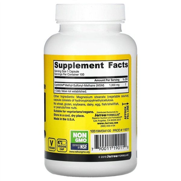 MSM (Methyl-Sulfonyl-Methane), 1000mg - 100 vcaps
