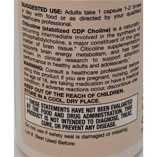 Citicoline CDP koliini, 250 mg - 60 kaps.