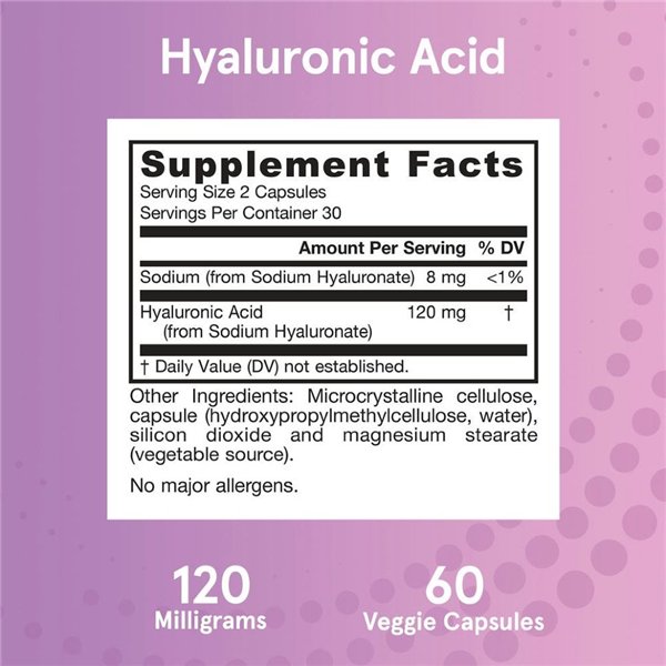 Hyaluronic Acid, 120mg - 120 vcaps
