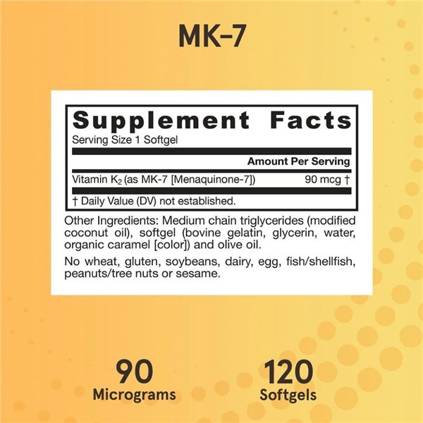 MK-7, 90 mikrogrammaa - 120 pehmeäkapselia