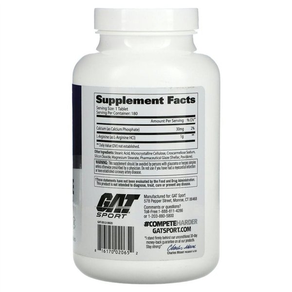 L-Arginine, 1000mg - 180 tablets