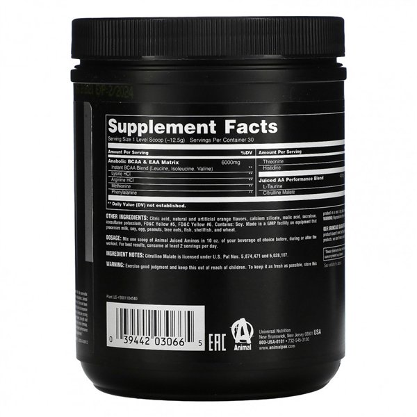 Eläinmehusta valmistetut aminohapot, appelsiinimehusta - 377 g