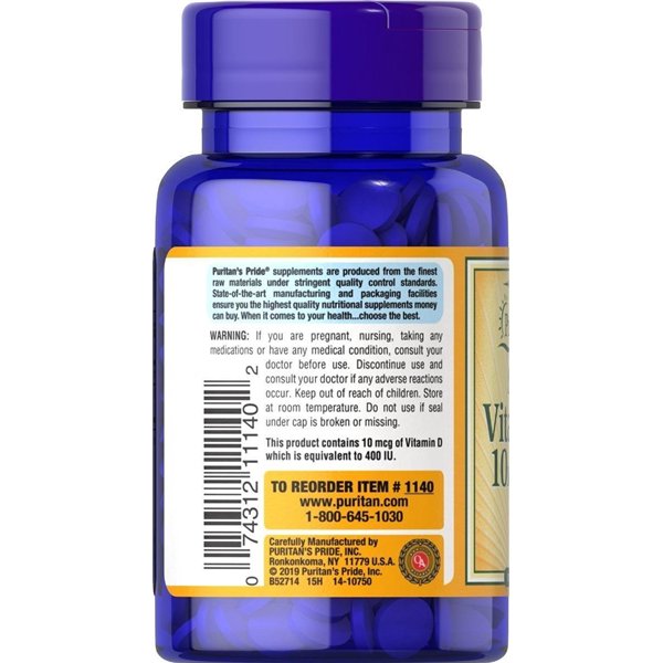 D3 vitamīns, 400SV - 100 tabletes