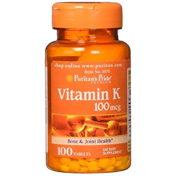 Vitamin K, 100mcg - 100 tabs