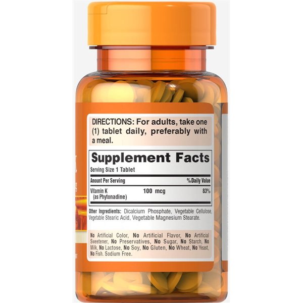 Vitaminas K, 100 mcg – 100 tablečių