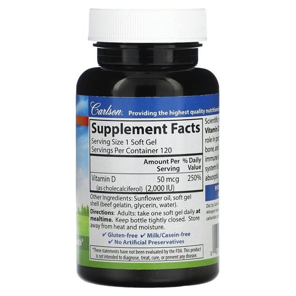 Vitamin D3, 2000 IU - 120 softgels