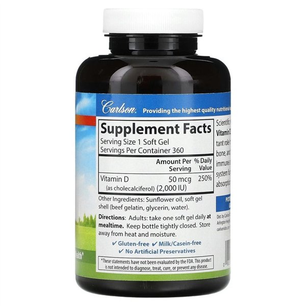 Vitamin D3, 2000 IU - 360 softgels