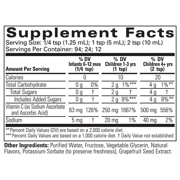 Skystas vitaminas C, natūralus apelsinas - 118 ml.