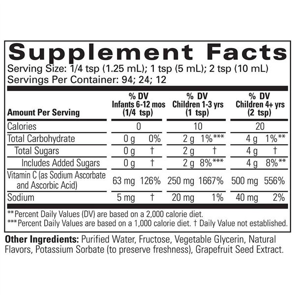 Šķidrais C vitamīns, dabīgs apelsīns - 118 ml.