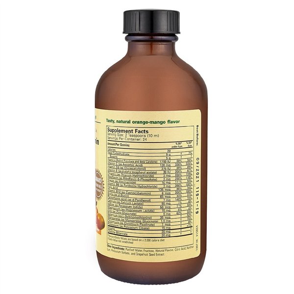 Monivitamiini- ja kivennäisaine, luonnollinen appelsiini/mango - 237 ml.