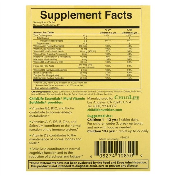 Multi Vitamin Softmelts Gummies, Natural Orange - 27 tabs