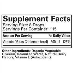 D3 vitamīns, dabīgas ogas - 30 ml.