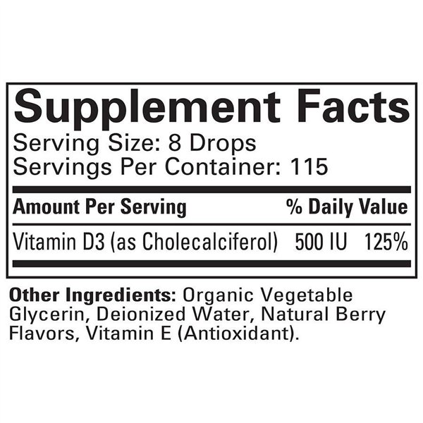 D3 vitamīns, dabīgas ogas - 30 ml.