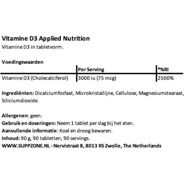 D3 vitamīns - 90 tabletes (EAN 634158744532)