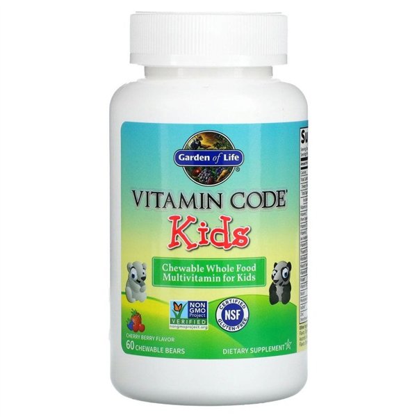 Vitamin Code Kids (Chewable Whole Food Multivitamin For Kids), Cherry Berry - 60 chewable bears