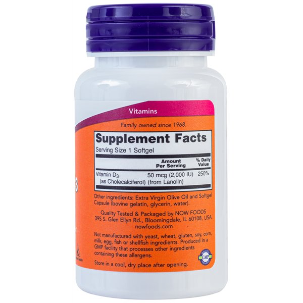 Vitaminas D-3, 2000 TV - 120 minkštųjų gelių