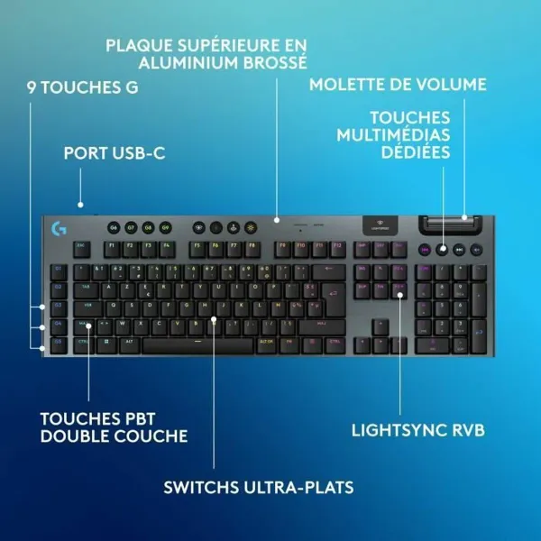 Juhtmevaba Klaviatuur Logitech G915 TKL X Must AZERTY