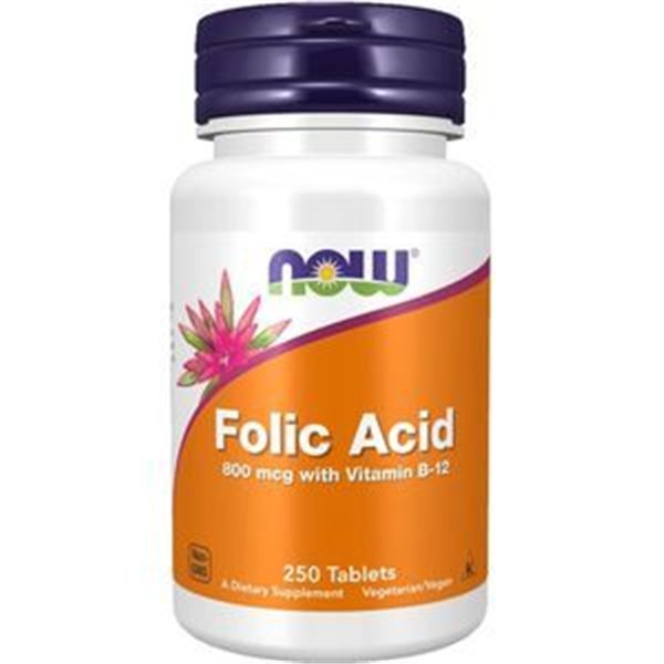 Folic Acid with Vitamin B12, 800mcg - 250 tabs