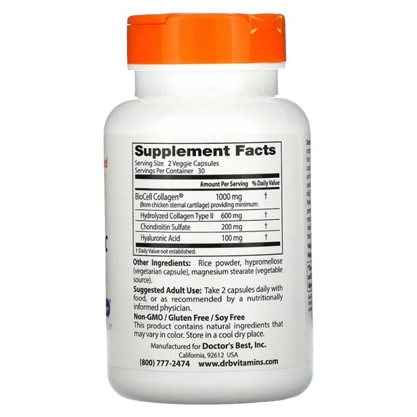 Hyaluronic Acid + Chondroitin Sulfate with BioCell Collagen - 60 caps