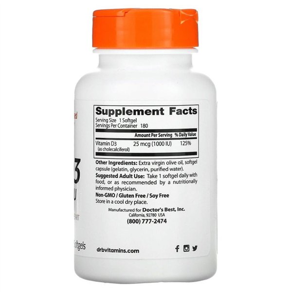 Vitamin D3, 1000 IU - 180 softgels