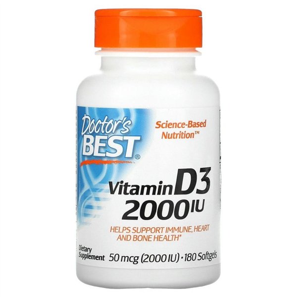 Vitaminas D3, 2000 TV – 180 minkštųjų gelių