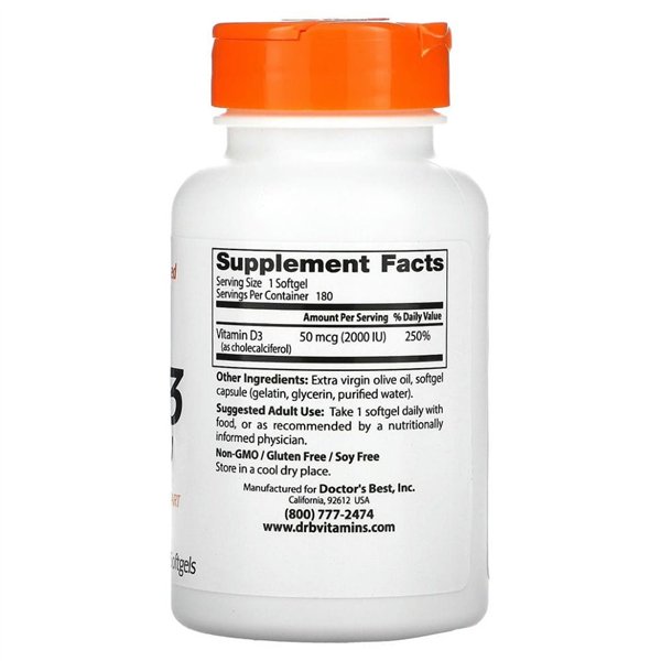 Vitamin D3, 2000 IU - 180 softgels