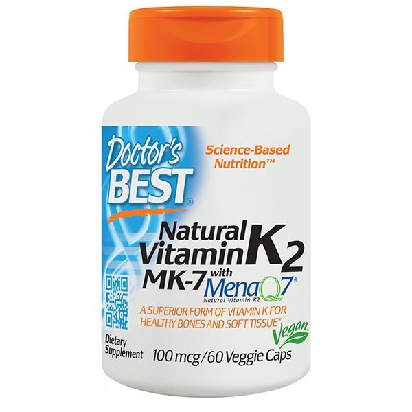 Natūralus vitaminas K2 MK7 su MenaQ7, 100 mcg - 60 v kapsulių