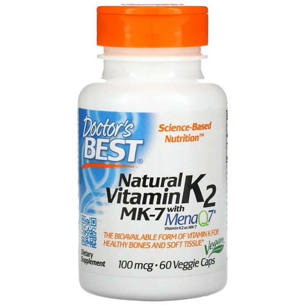 Natūralus vitaminas K2 MK7 su MenaQ7, 100 mcg - 60 v kapsulių