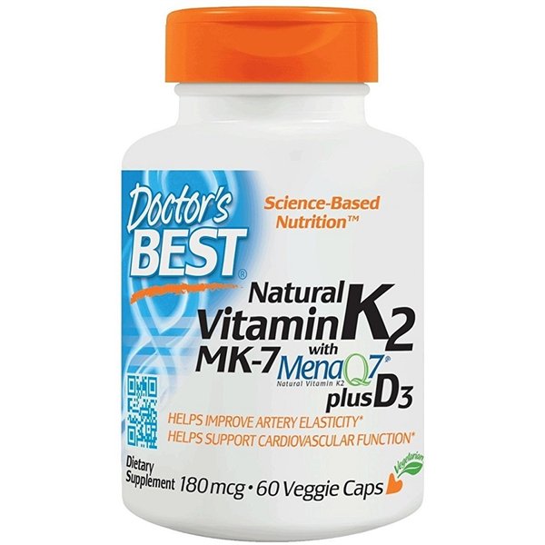 Natūralus vitaminas K2 MK7 su MenaQ7 ir D3, 180 mcg - 60 v kapsulių