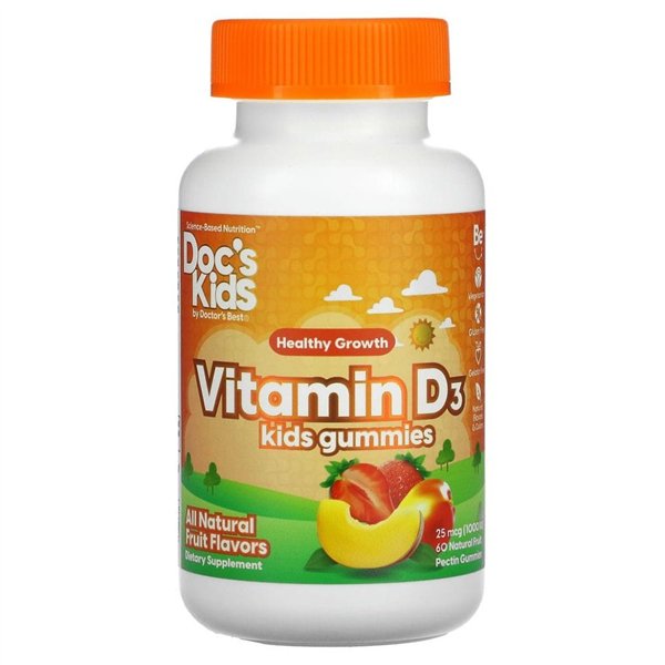 Vitamin D3 Kid's Gummies, Fruit Flavours - 60 gummies