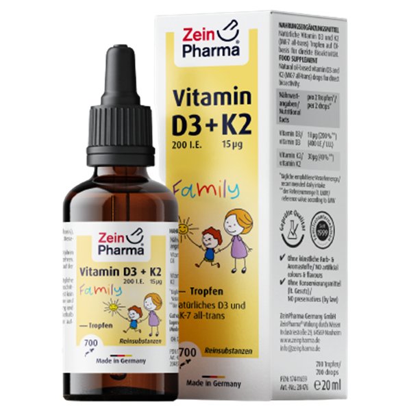 D3- ja K2-vitamiiniperhetipat - 20 ml.