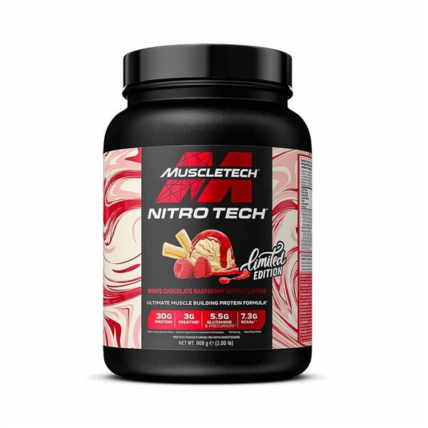 Nitro-Tech, Valkosuklaa-vadelma Ripple - 908g