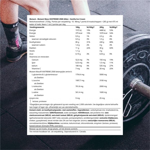 Mutant Mass Extreme 2500, vaniljajäätelö - 2720 g