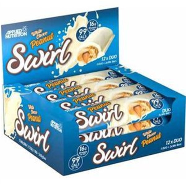 Swirl Duo batoniņš, baltā šokolāde un zemesrieksti - 12 x 60 g