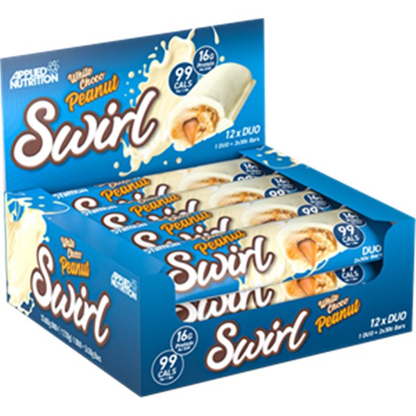 Swirl Duo -patukka, valkosuklaa-maapähkinä - 12 x 60 g