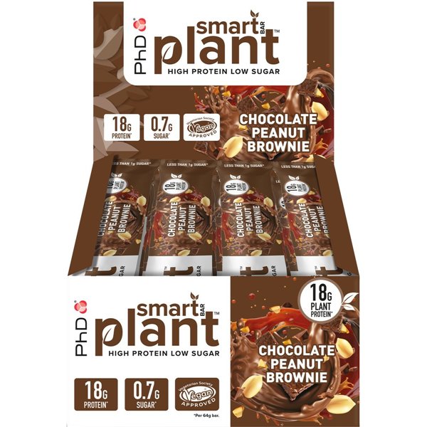 „Smart Bar Plant“ šokoladiniai ir žemės riešutų brauniai – 12 x 64 g