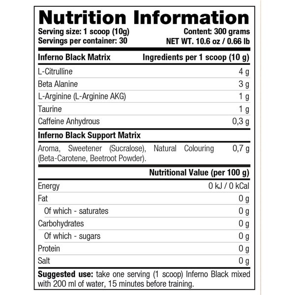 „Inferno Black“, oranžinė „Overdrive“ – 300 g